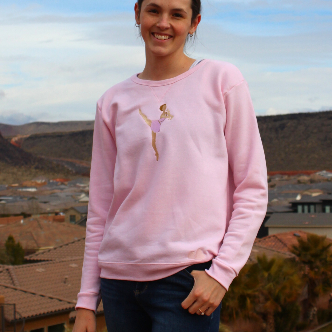 Cupid Variation Crewneck Petal Pink V-notch Crewneck Sweater