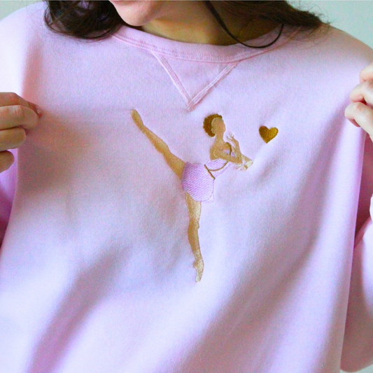 Cupid Variation Crewneck Petal Pink V-notch Crewneck Sweater